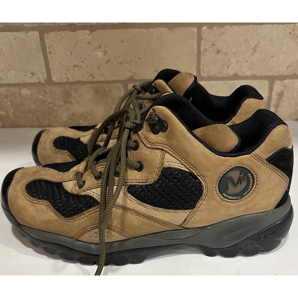 Merrell Women's Ventilator Low Brown Tan Hiking Lace Shoe Vibram Sole Size 9 - Picture 1 of 9